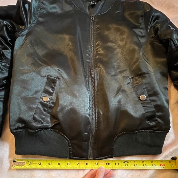 Forever 21 Black Bomber Jacket-Sleek Satin - Picture 11 of 11